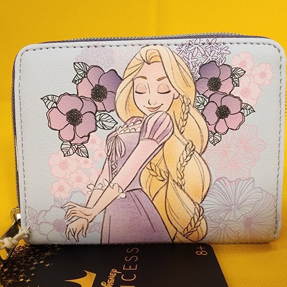 Loungefly Disney Princess Tangled Rapunzel Pastel Flowers Mini Zipper Wallet NEW - Picture 2 of 12